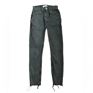RE/DONE Women's Button Fly Stretch High Rise Ankle Crop Jean Faded Stone Size 24